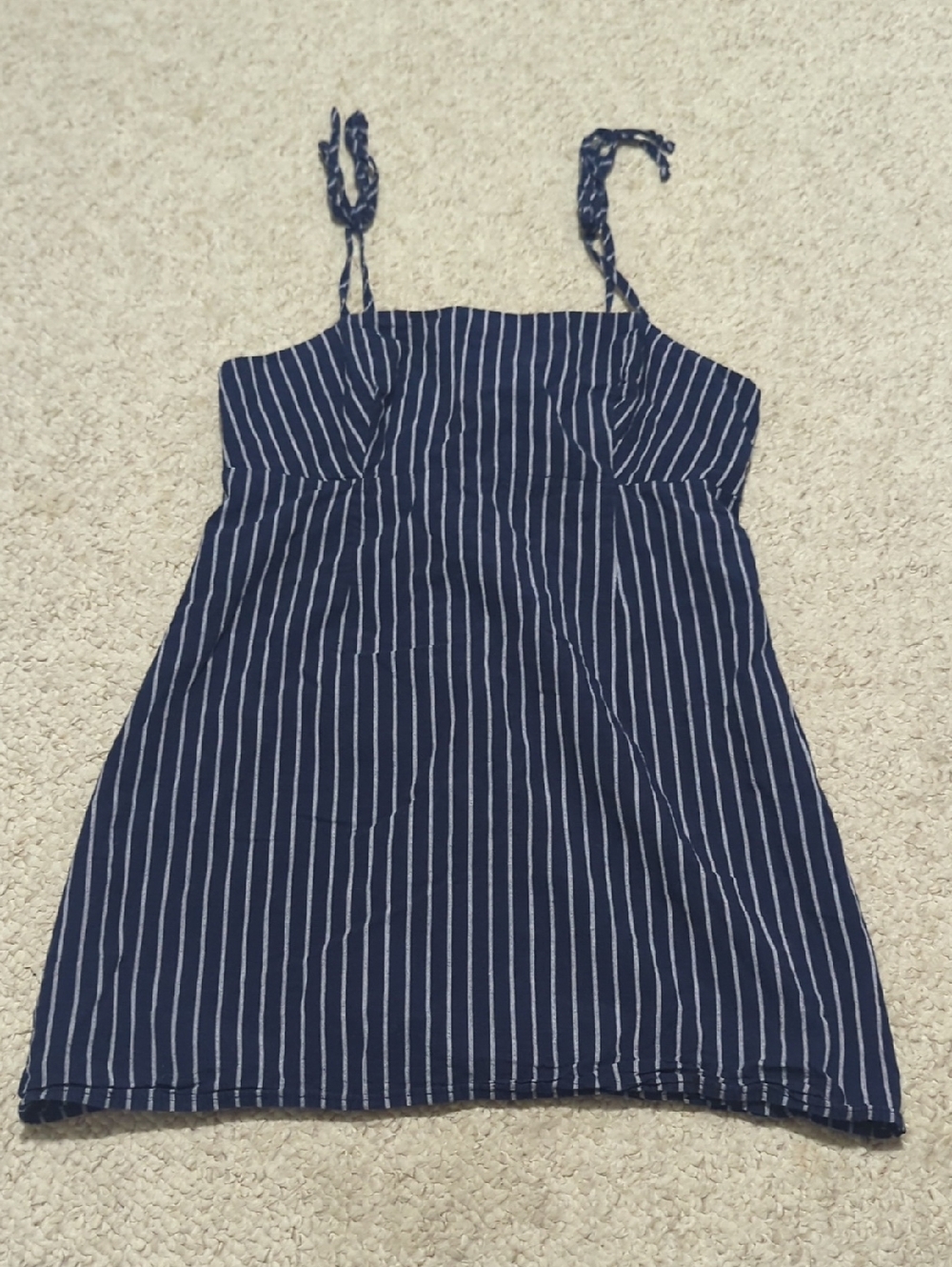 Striped Navy Mini Dress with Tie Straps